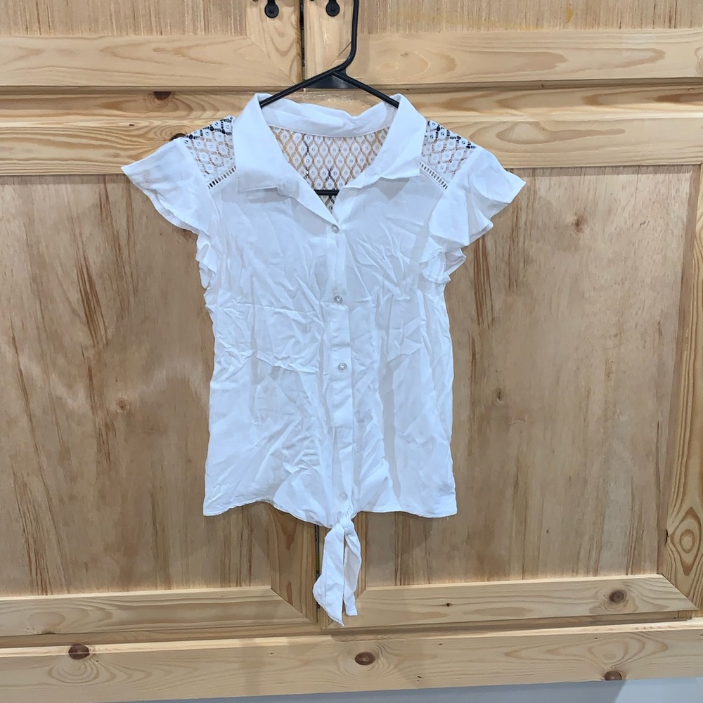 No Boundaries white button front shirt size S 3/5